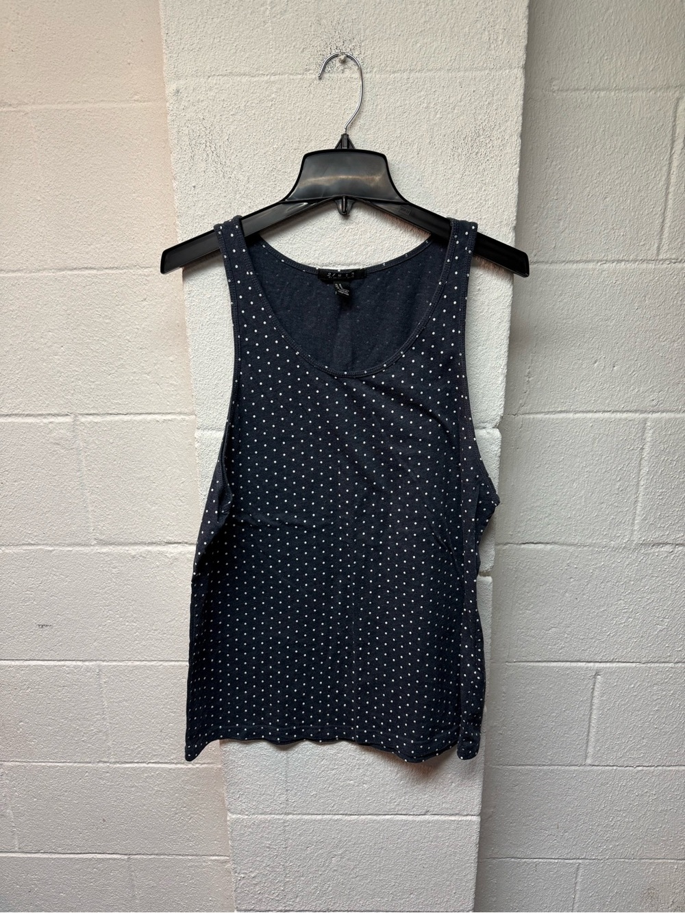 Forever 21 Navy Tank Top with White Polka Dots